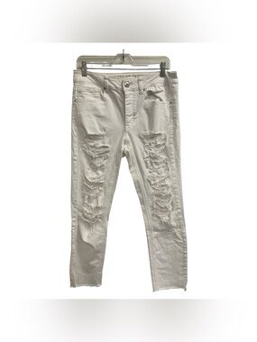 American Eagle Outfitters White Ripped Skinny Jeans Size S